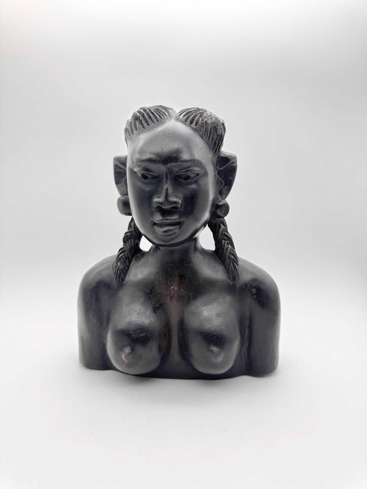 African Ebony Woman Bust, Wooden Woman Statue, African Sculpture