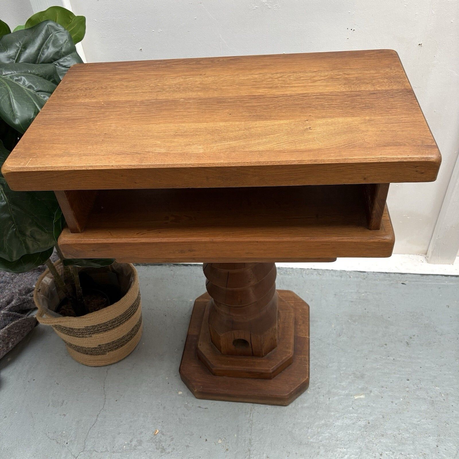 Vintage French Oak Cider Press “Vis” Screw Reception Restaurant Lekton Stand photo Home Decor