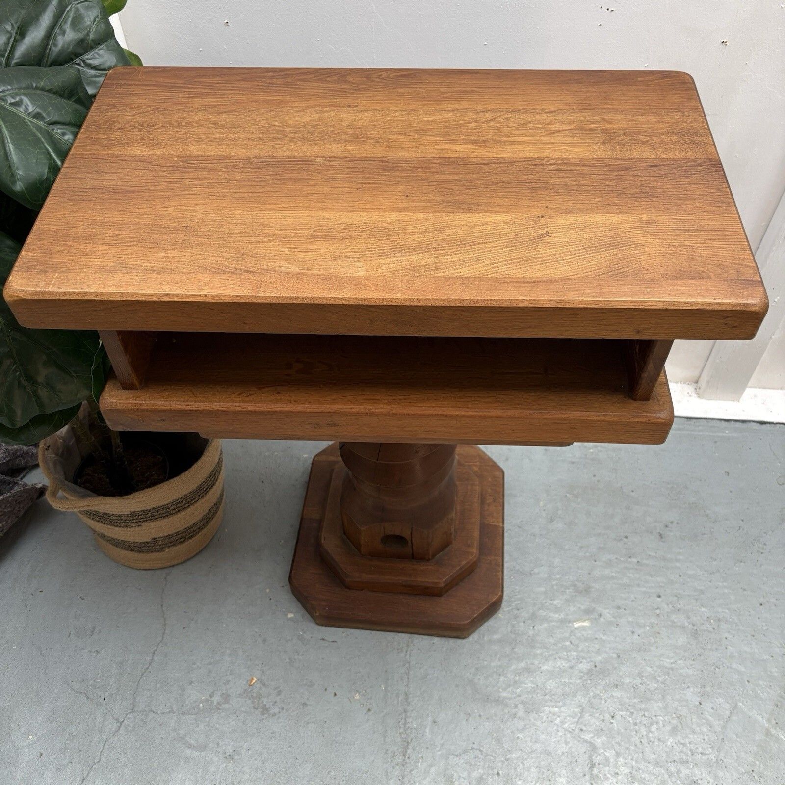 165.0 Vintage French Oak Cider Press “Vis” Screw Reception Restaurant Lekton Stand photo