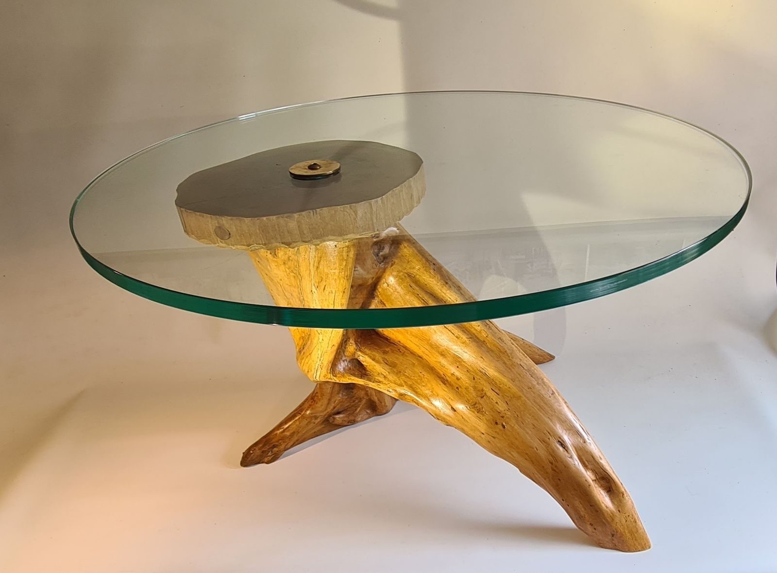 Driftwood Glass Top Table., 2010s photo furniture