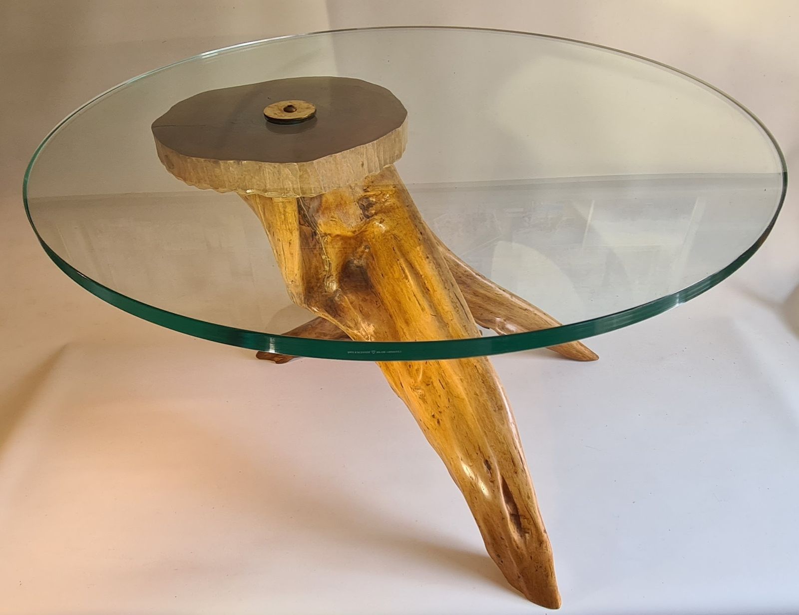Driftwood Glass Top Table., 2010s photo for sale