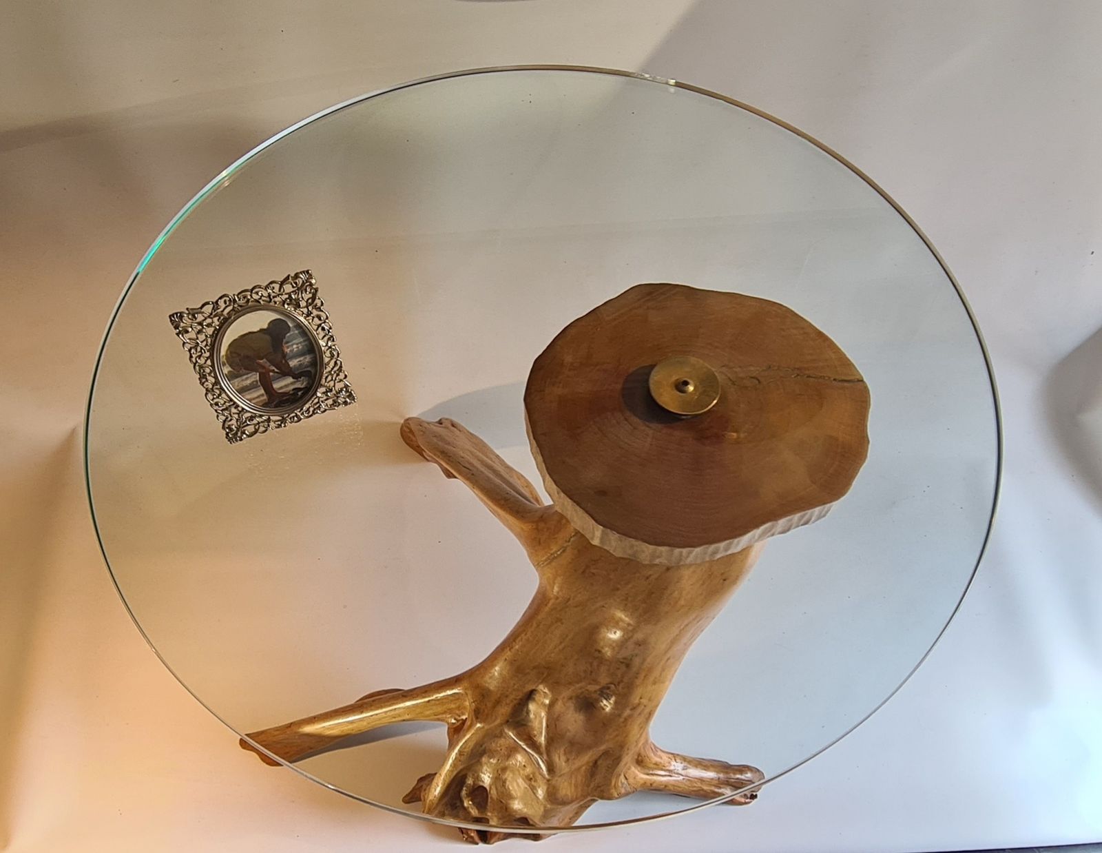Driftwood Glass Top Table., 2010s photo vinterior