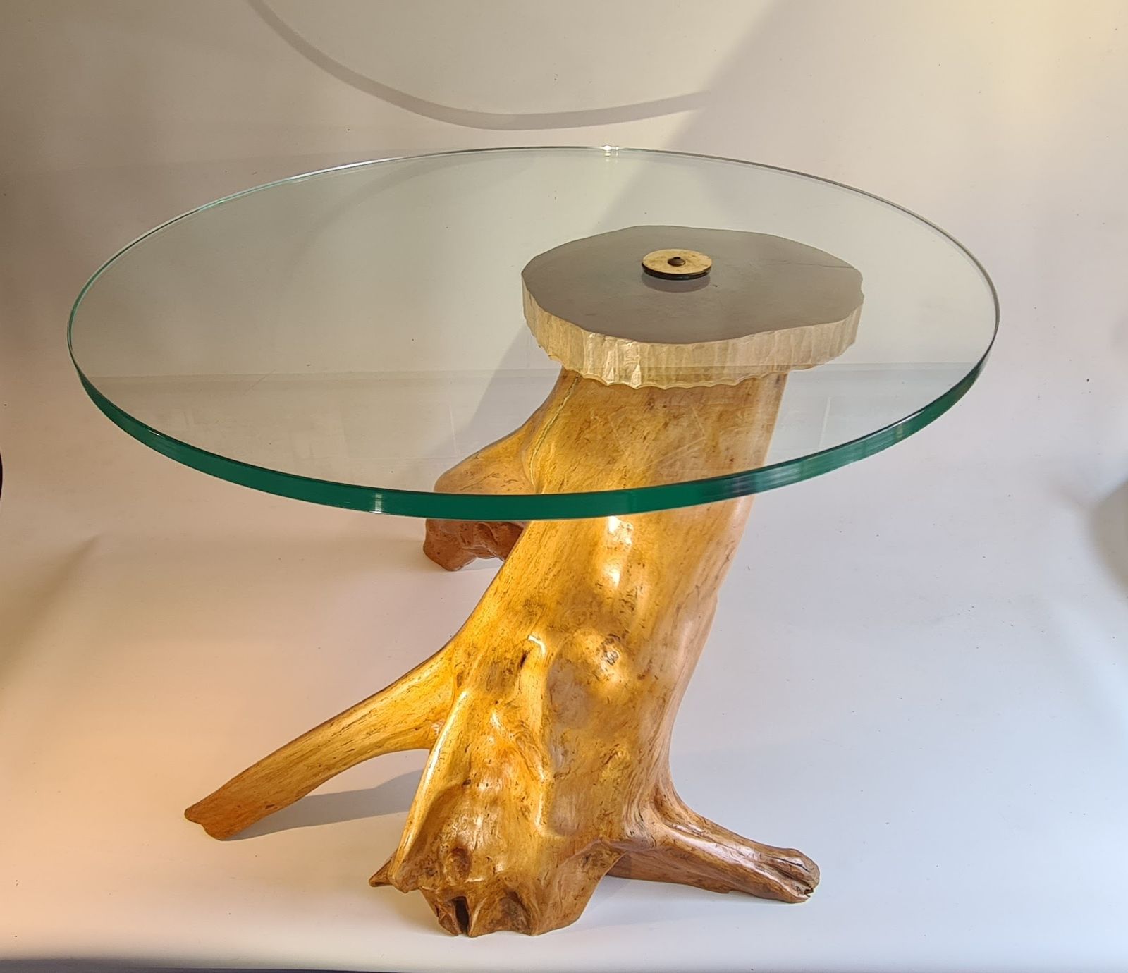 Driftwood Glass Top Table., 2010s photo buy