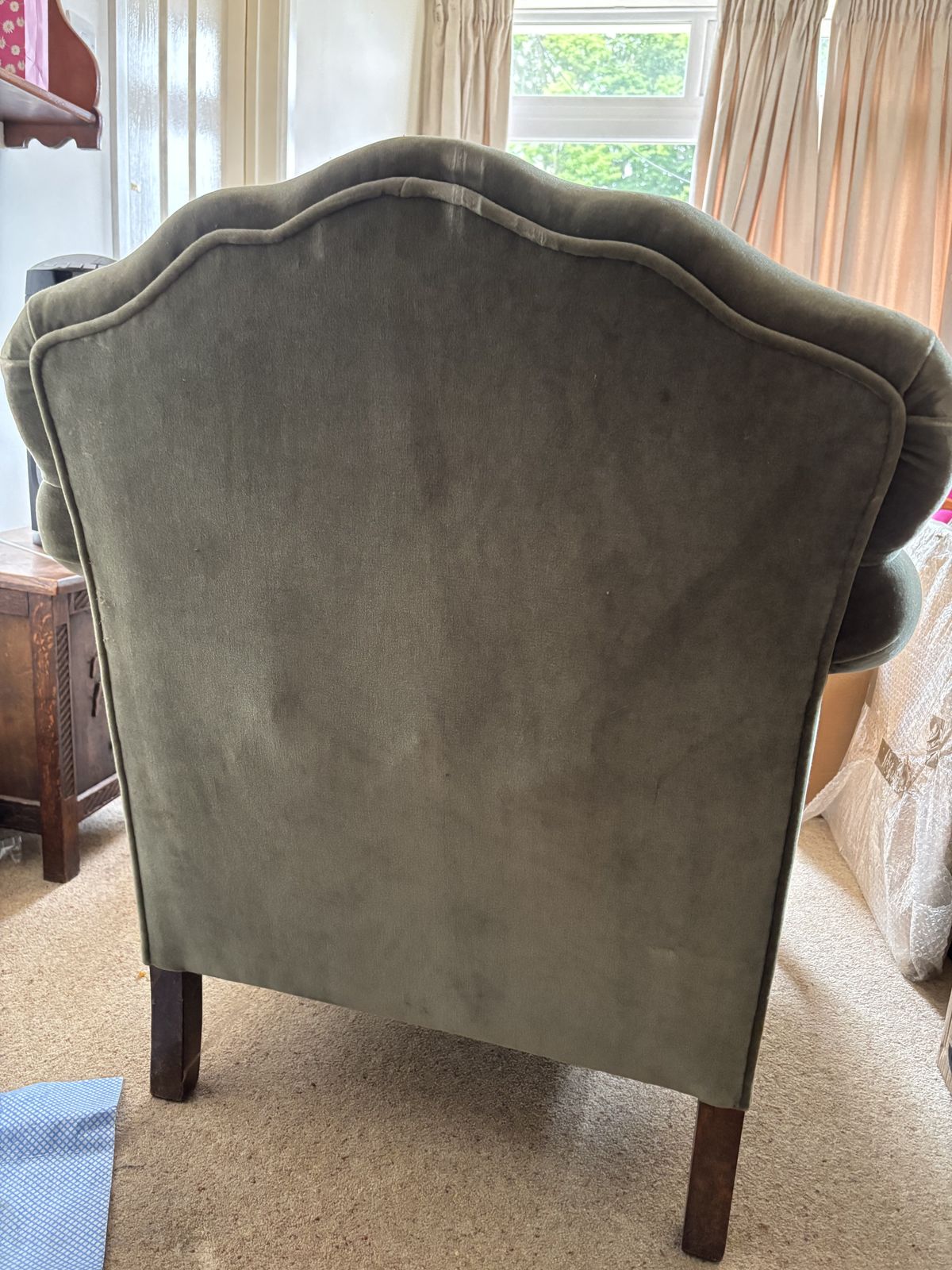 Vintage Green Velvet Armchair photo for sale