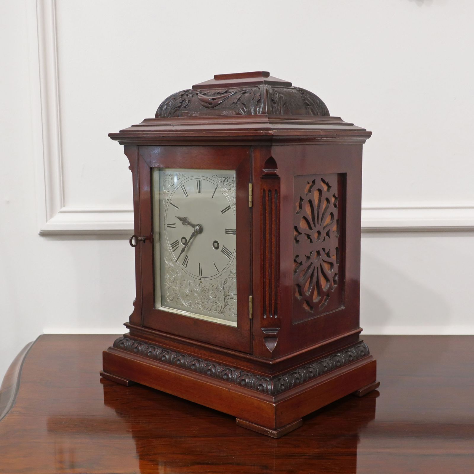 French Belle Epoque Mahogany Antique Mantel Clock photo furniture