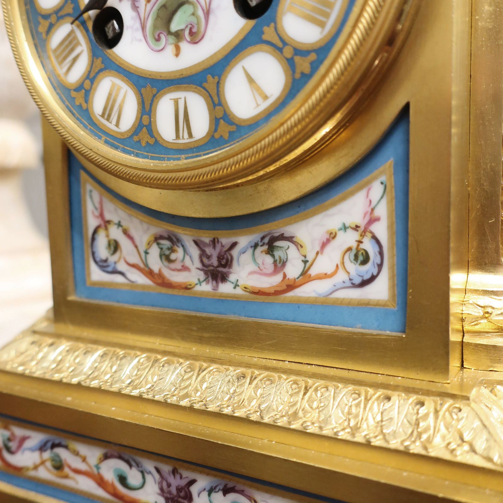 French Victorian Bronze Gilt And Porcelain Mantel Clock photo Home Decor