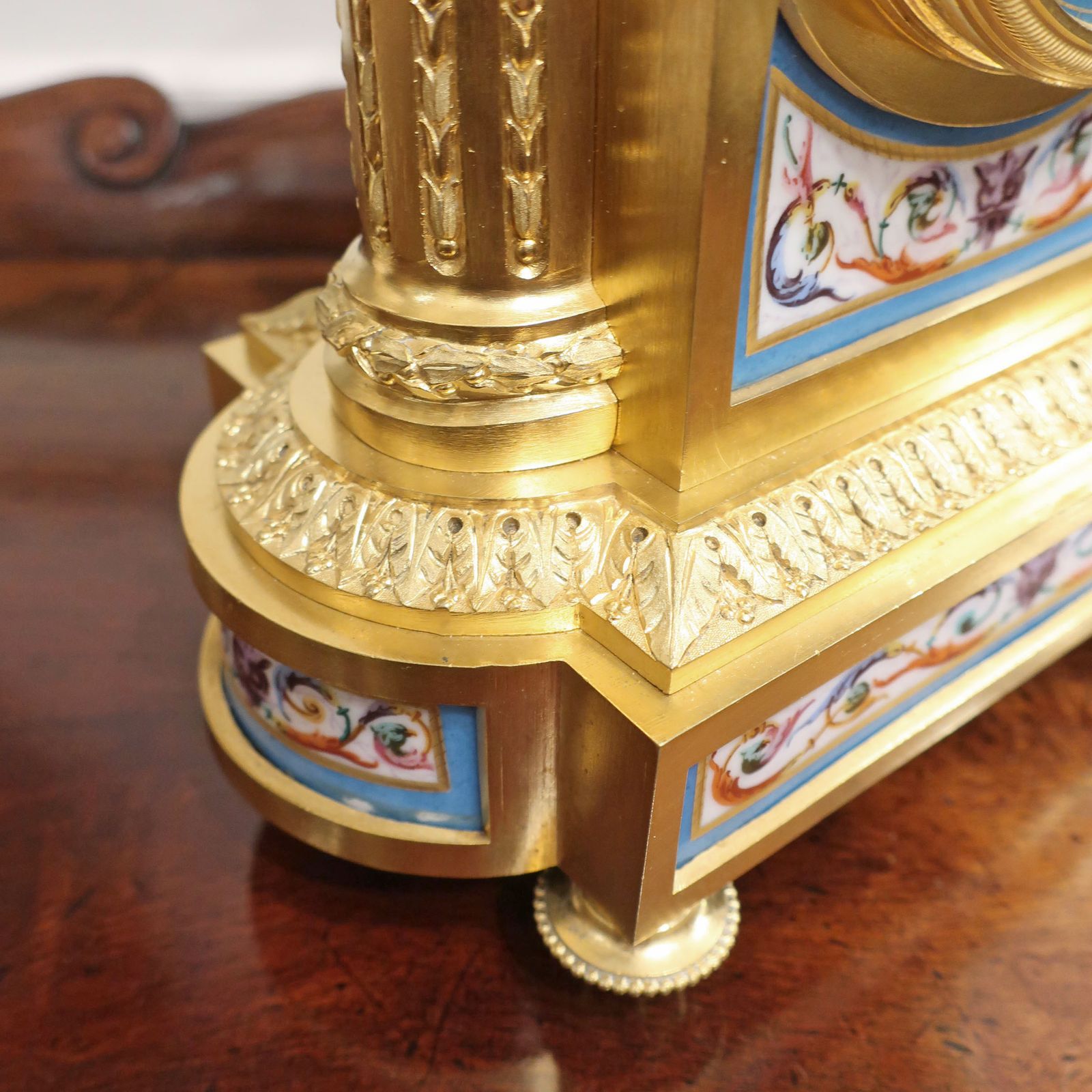 French Victorian Bronze Gilt And Porcelain Mantel Clock photo vinterior