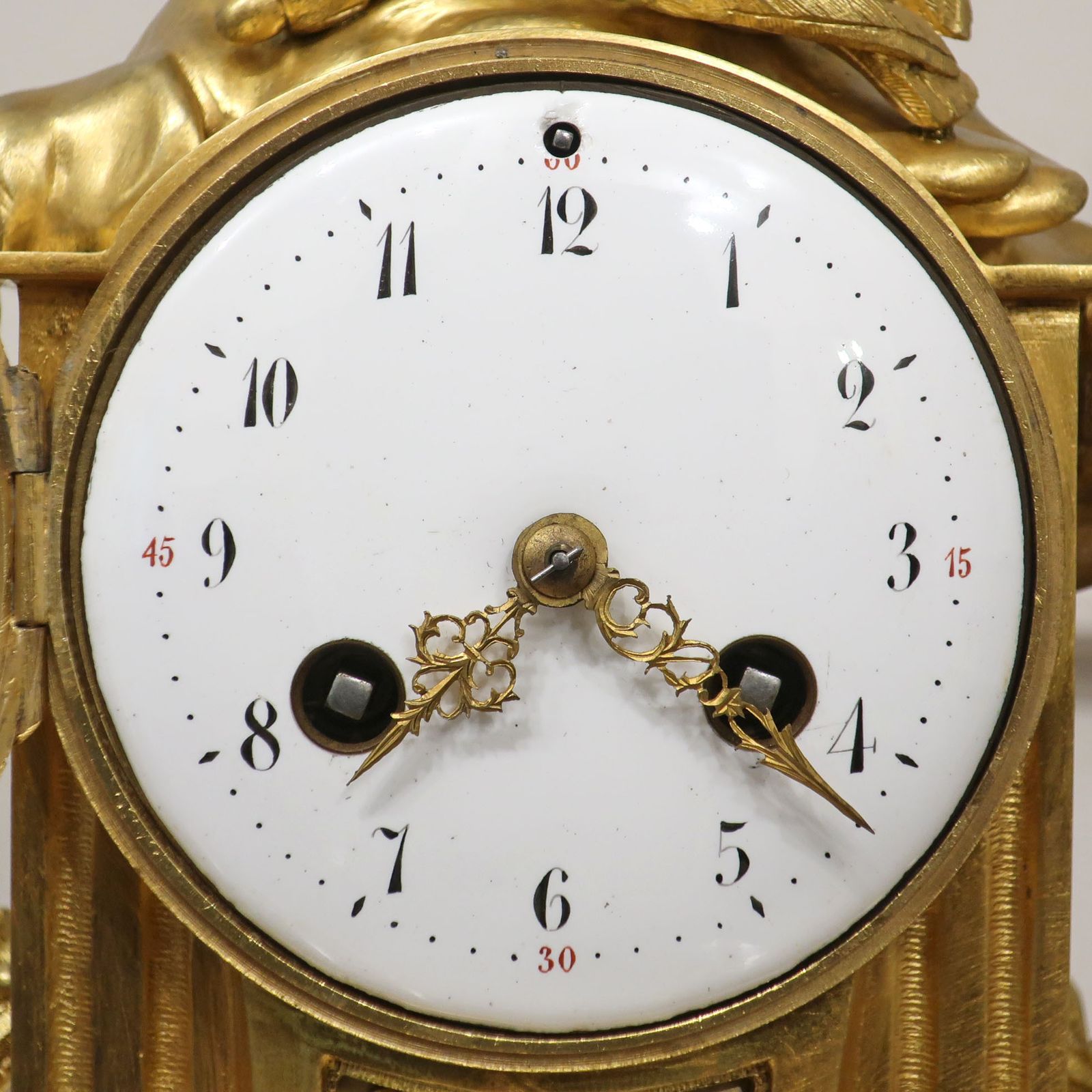 French Louis XIV Style Bronze Gilt Antique Mantel Clock photo for sale