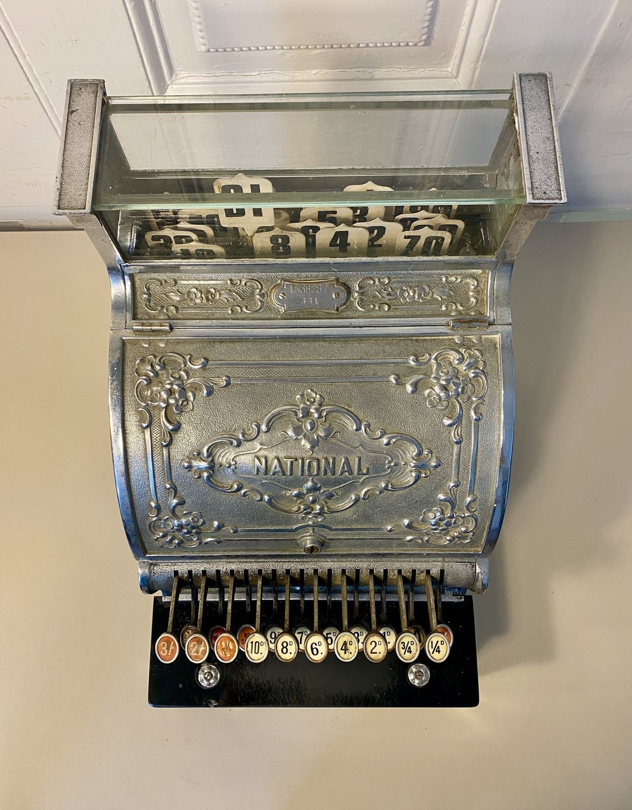 'National' Cash Register, Antique Till, Chrome Candy / Barber Shop. photo furniture