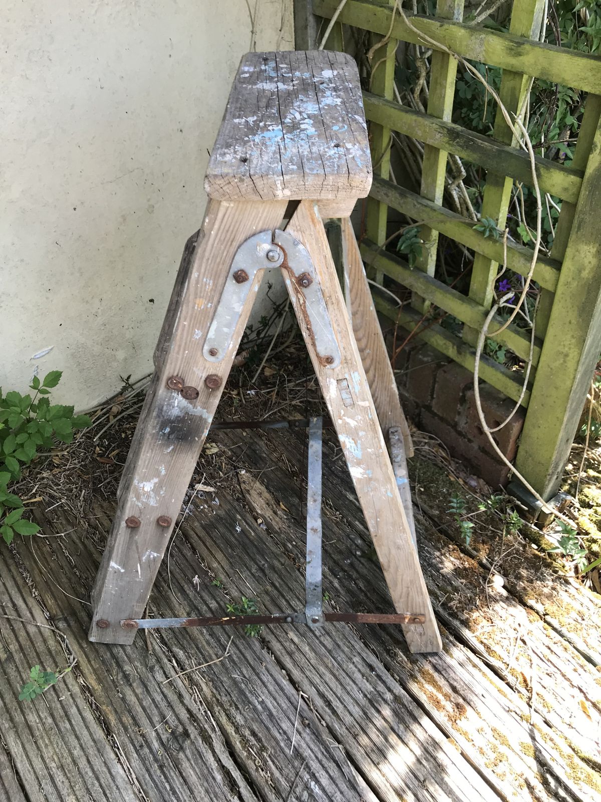 Weathered Pine Decorators Folding Steps Rustic Display Stand photo Home Decor