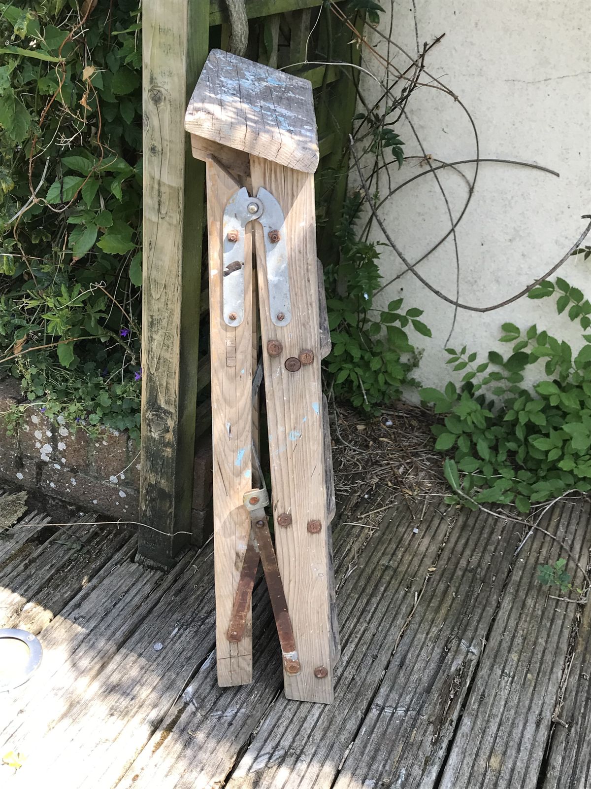 photo furniture Weathered Pine Decorators Folding Steps Rustic Display Stand