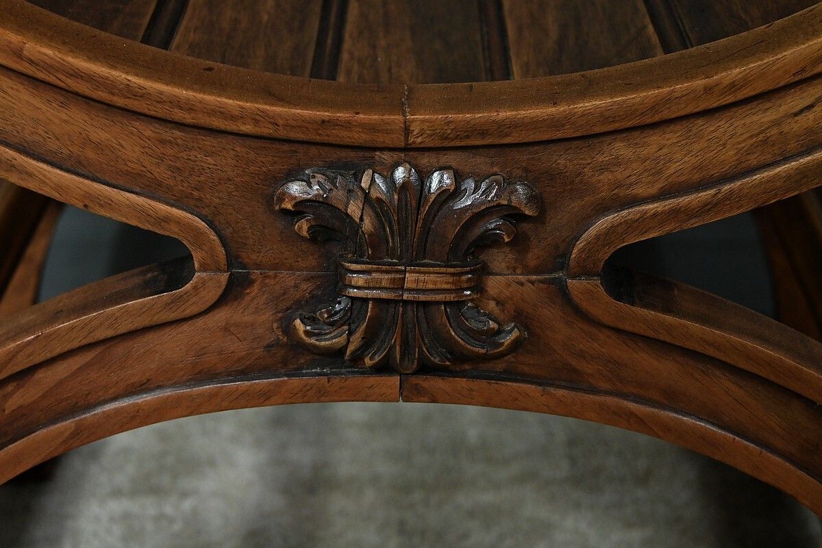 Furniture Pair Of Dagobert Walnut Armchairs, Medieval Style – Late 19th Century photo