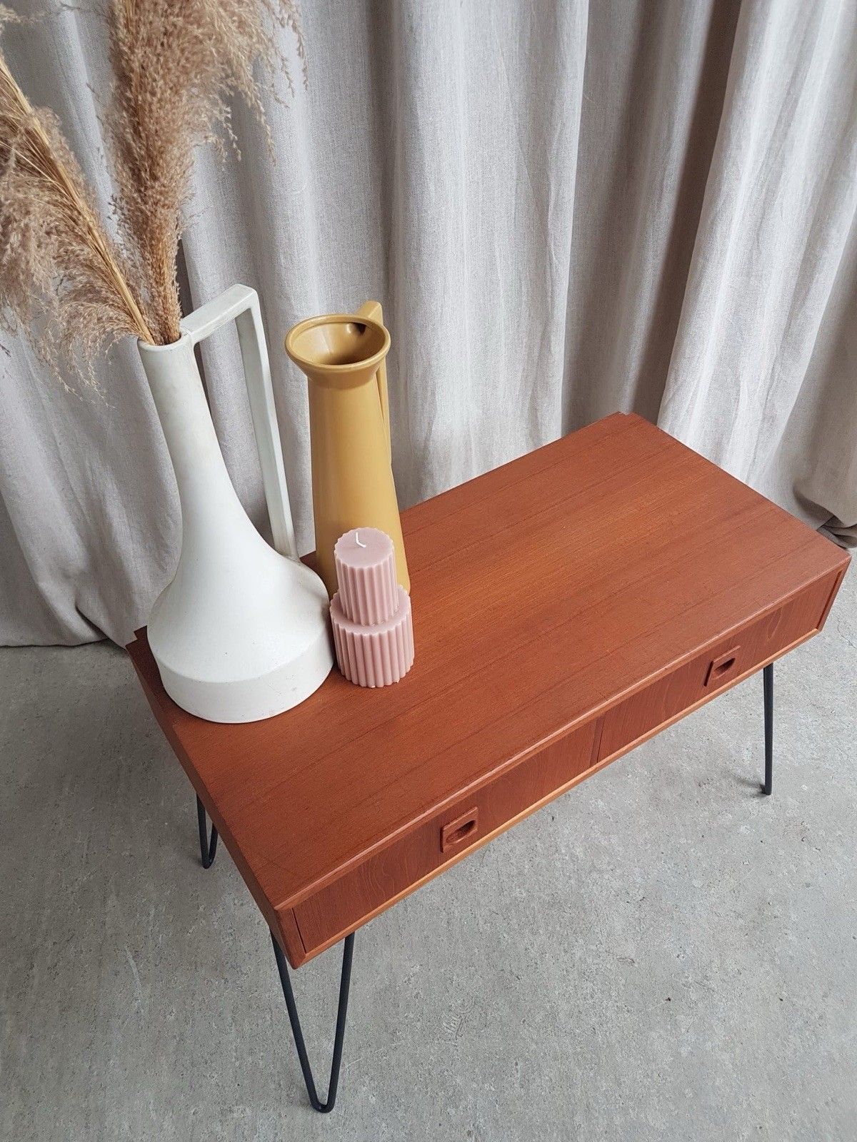 Furniture Vtg Mid Century Danish Hairpin Leg Compact Sideboard Console Chest Drawers R885 photo
