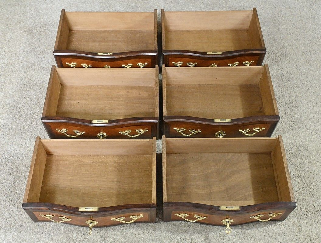 2930.0 Louis XV Style Rosewood And Rosewood Marquetry Chest Of Drawers – 2nd Part Of The 19th Century photo