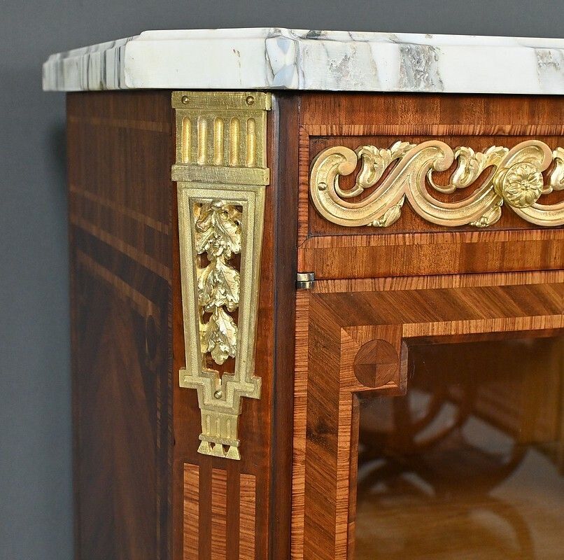 Marquetry Display Cabinet, Louis XVI Style – 2nd Part Of The 19th Century photo vintage