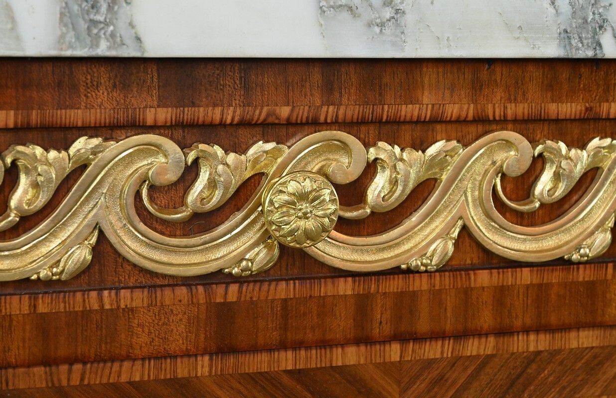 photo furniture Marquetry Display Cabinet, Louis XVI Style – 2nd Part Of The 19th Century