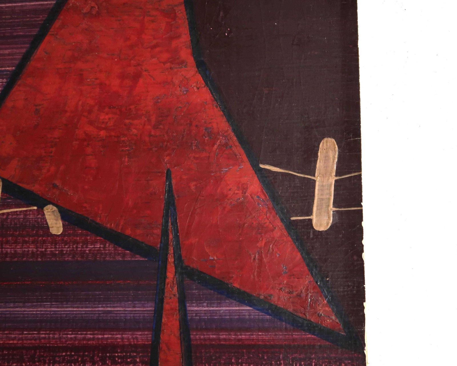 German Signed Abstract Painting, Modern School, 1930s / 1950s Mid Century Modern, Purple Pink Red, Vintage Home Decor photo for sale