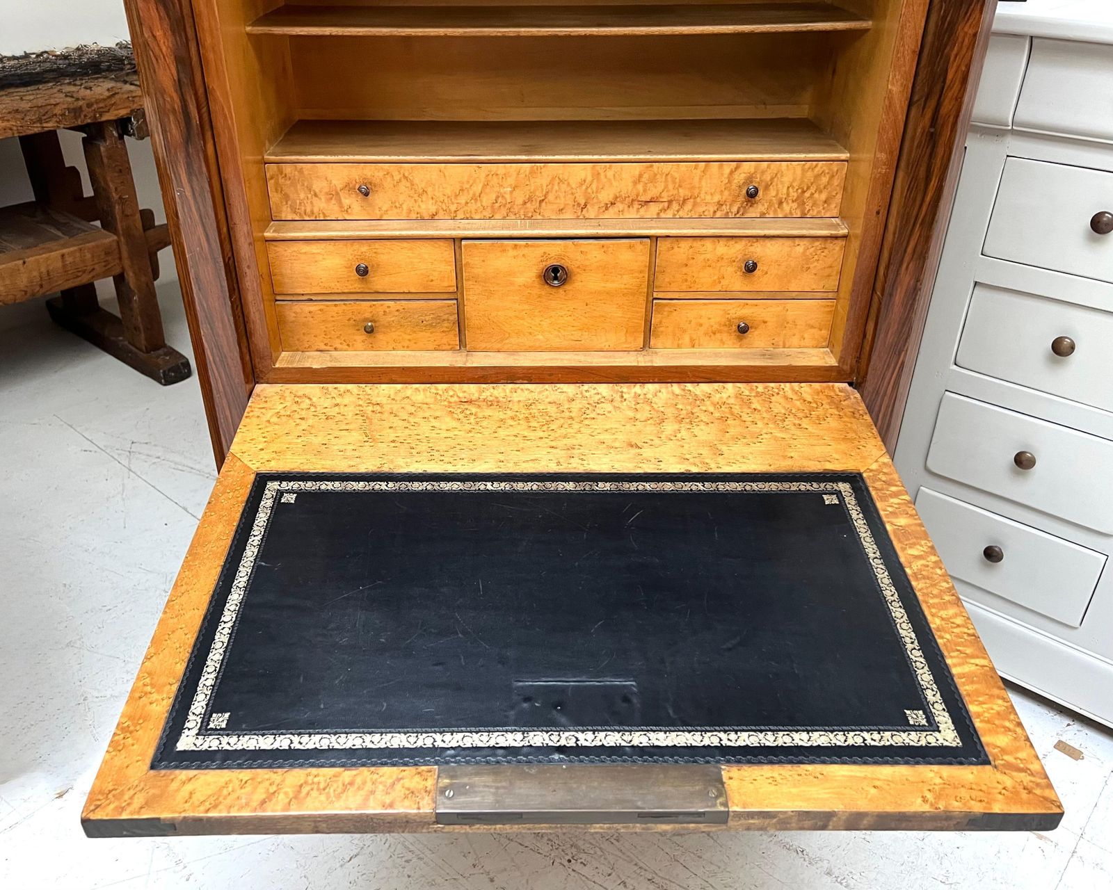Antique French Walnut Secretaire Writing Desk Bureau photo vinterior