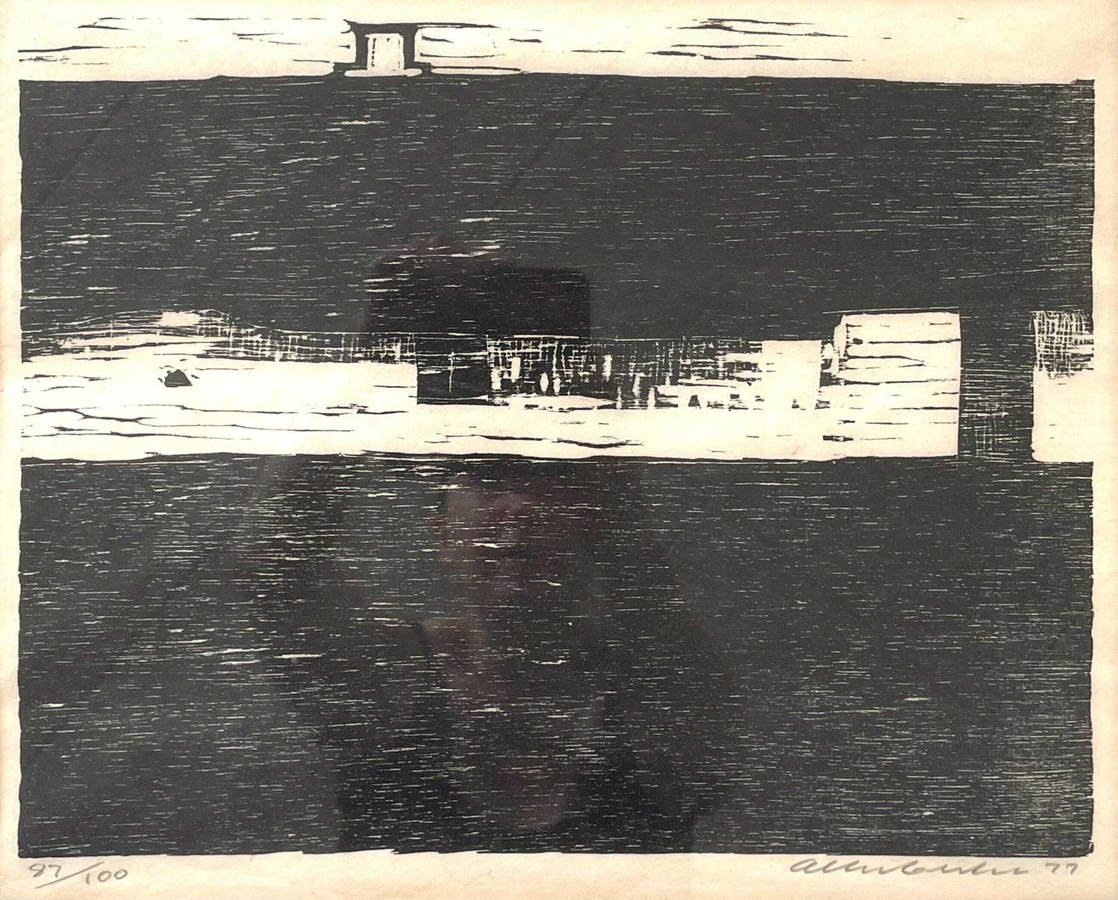 Vintage Danish Woodcut Print From 1977 By Albert Bertelsen (1921 2019)   Abstract Expressionist Art By Renowned Artist From Denmark