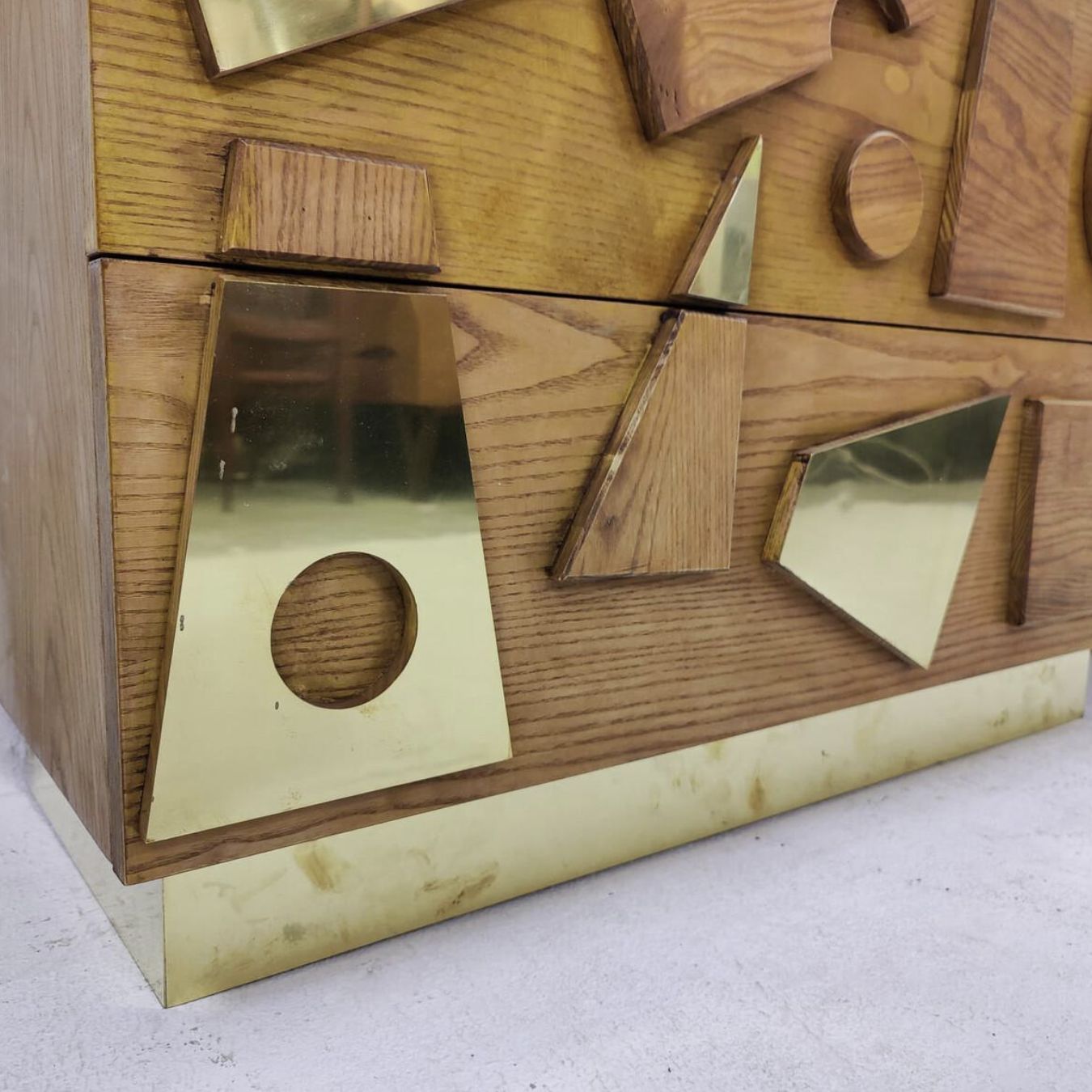 photo for sale Contemporary Chest Of Drawers, Wood And Brass, Italy – Sold Individually