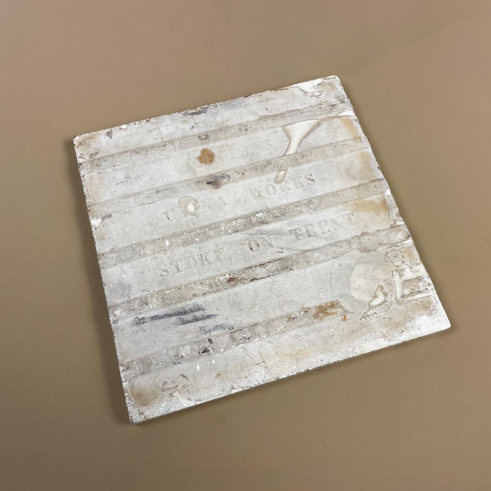 Antique Original Mintons Victorian Tile Ceramic Square Old Pattern Brown & Cream Placemat 15cm Coaster Patterned Decorative Vintage Mat photo buy