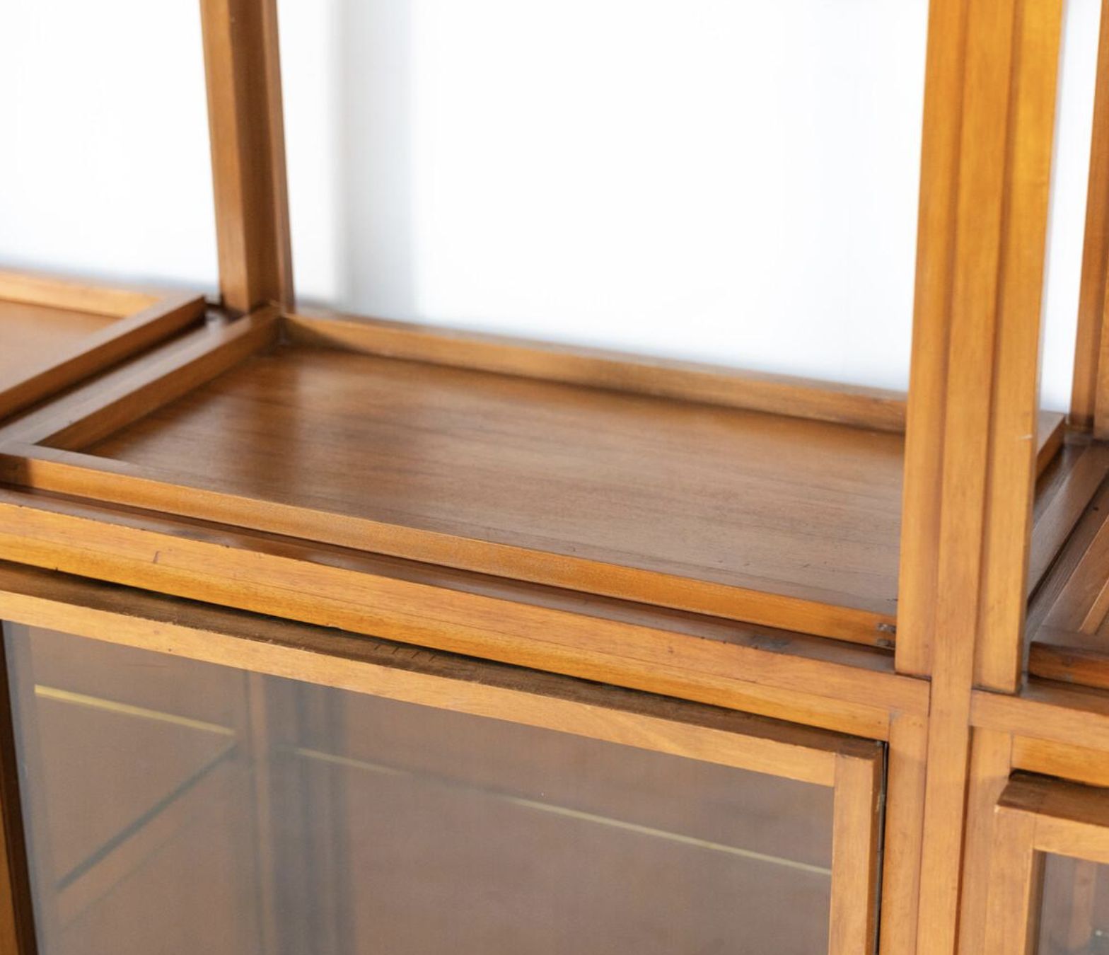 photo furniture Mid Century Modern Shelves, Wood And Glass