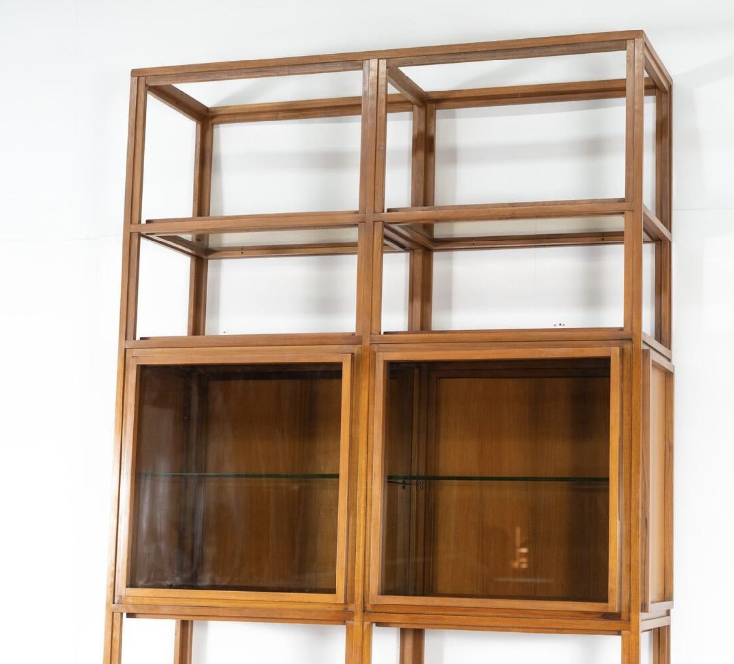 Mid Century Modern Shelves, Wood And Glass photo furniture