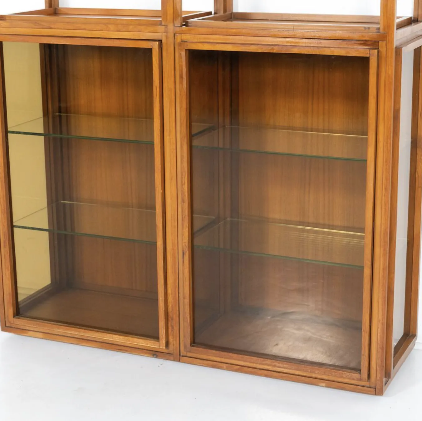 Furniture Mid Century Modern Shelves, Wood And Glass photo