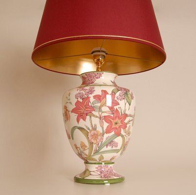 Lighting Vintage Italian Table Lamps In Floral Ceramic From Wedgwood, 1970s, Set Of 2 photo