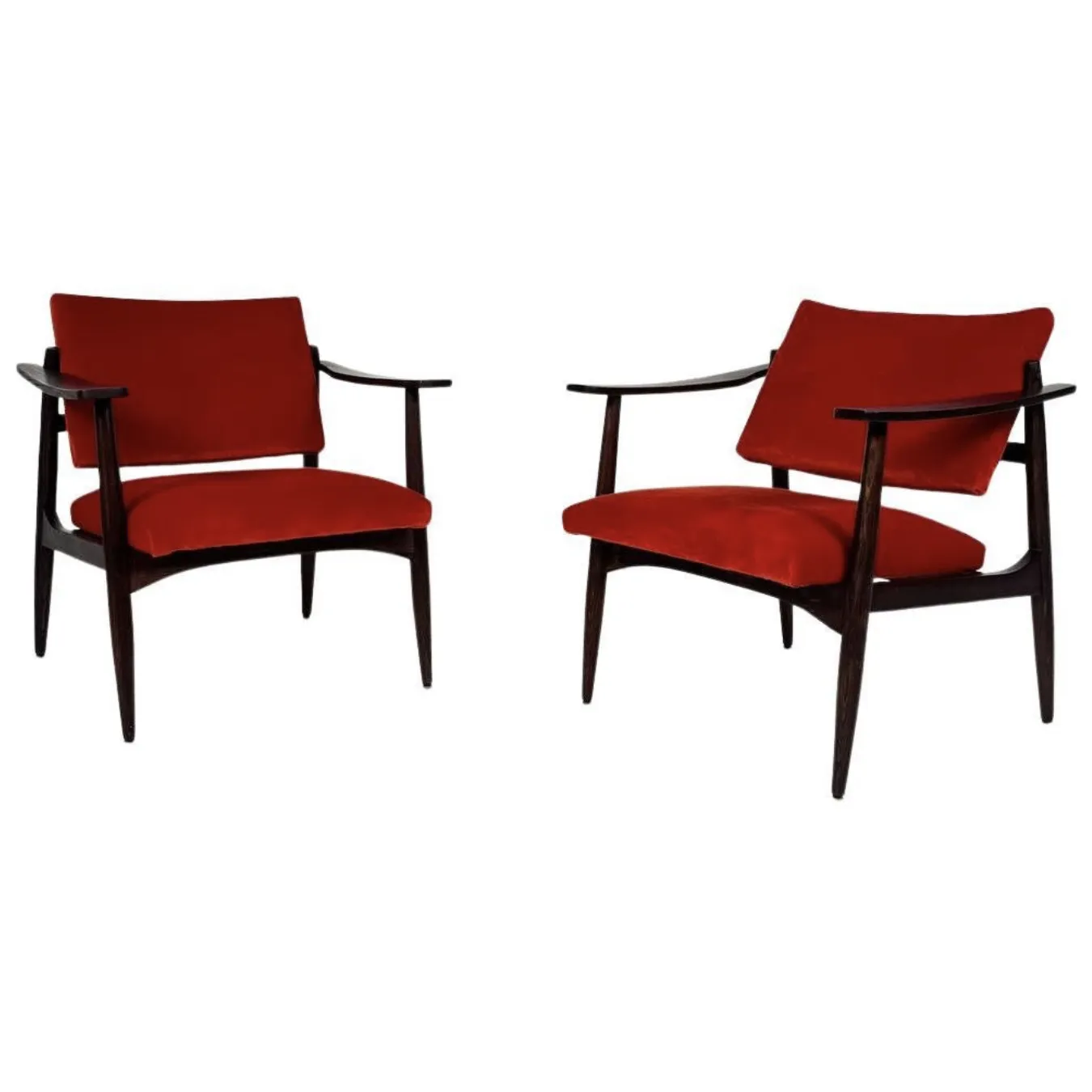 Pair Of Mid Century Armchairs In The Style Of Edmund Homa