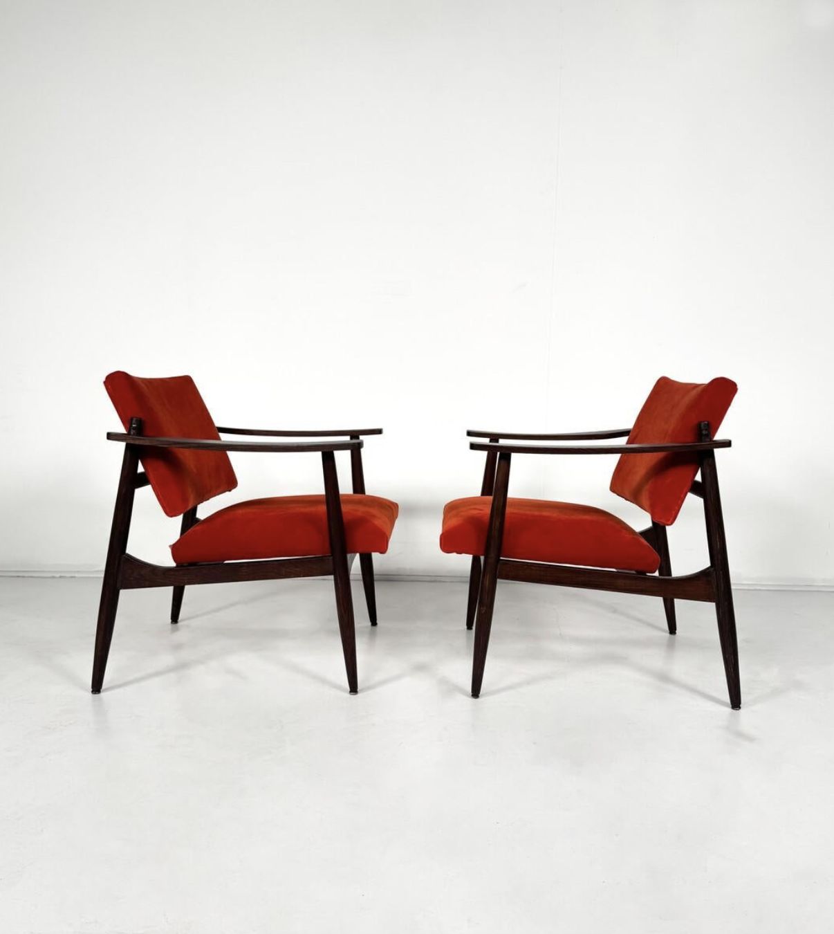 Pair Of Mid Century Armchairs In The Style Of Edmund Homa photo for sale