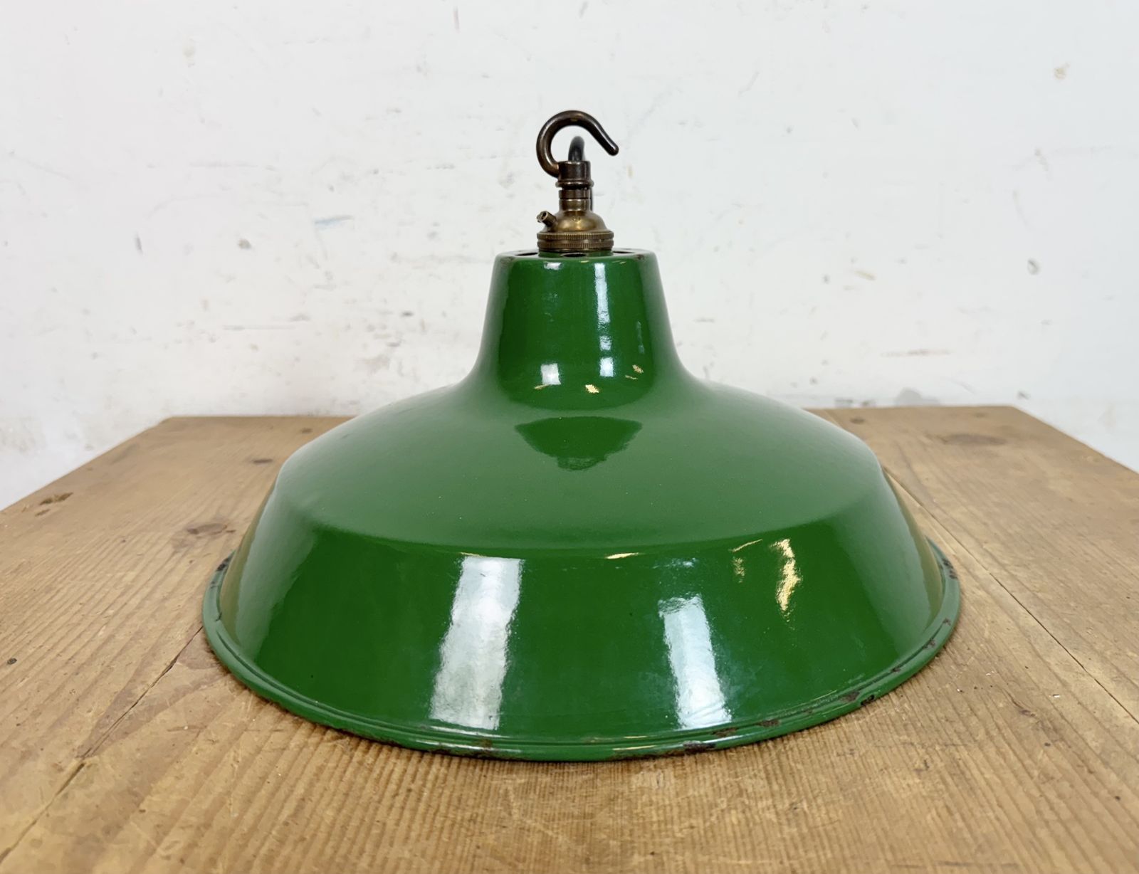 photo for sale Industrial Green Enamel Factory Pendant Lamp From Revo, 1950s