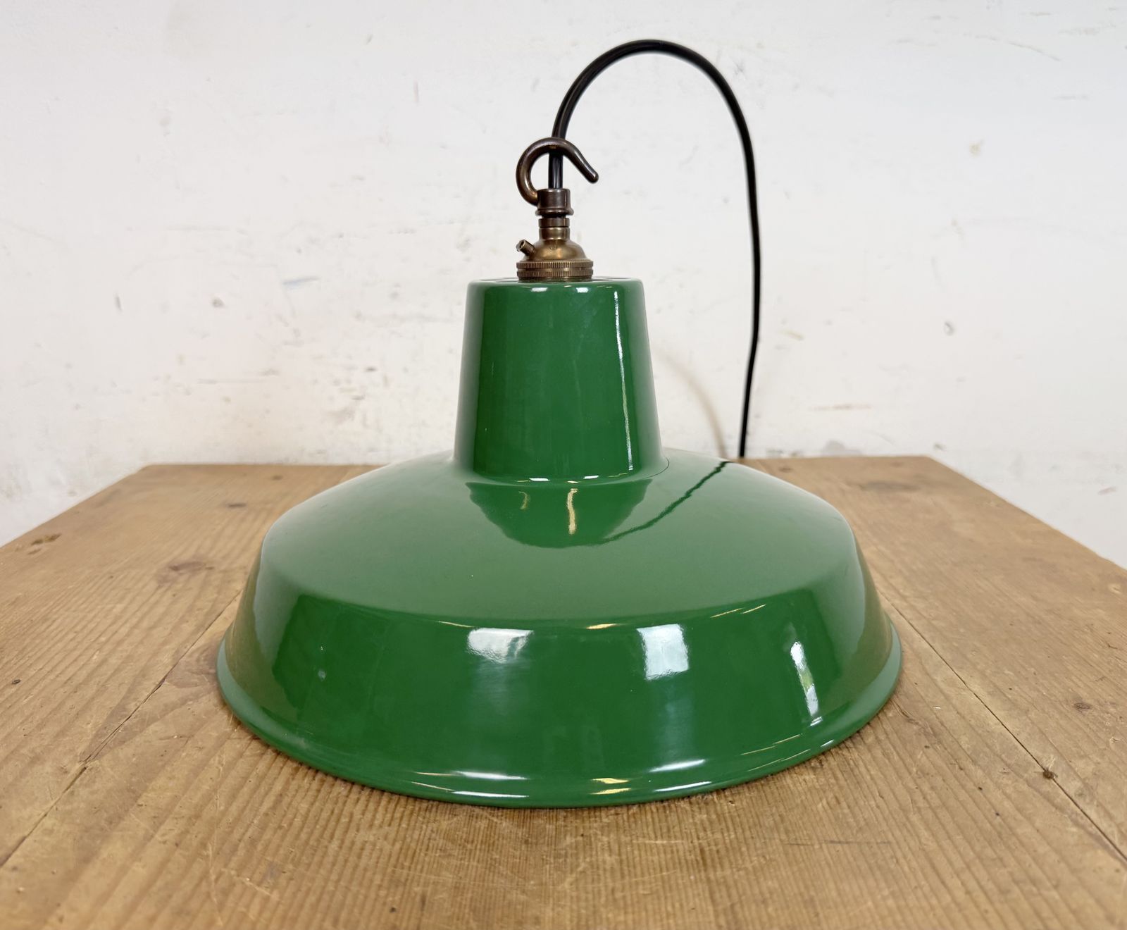 Industrial Green Enamel Factory Pendant Lamp , 1960s photo Lighting