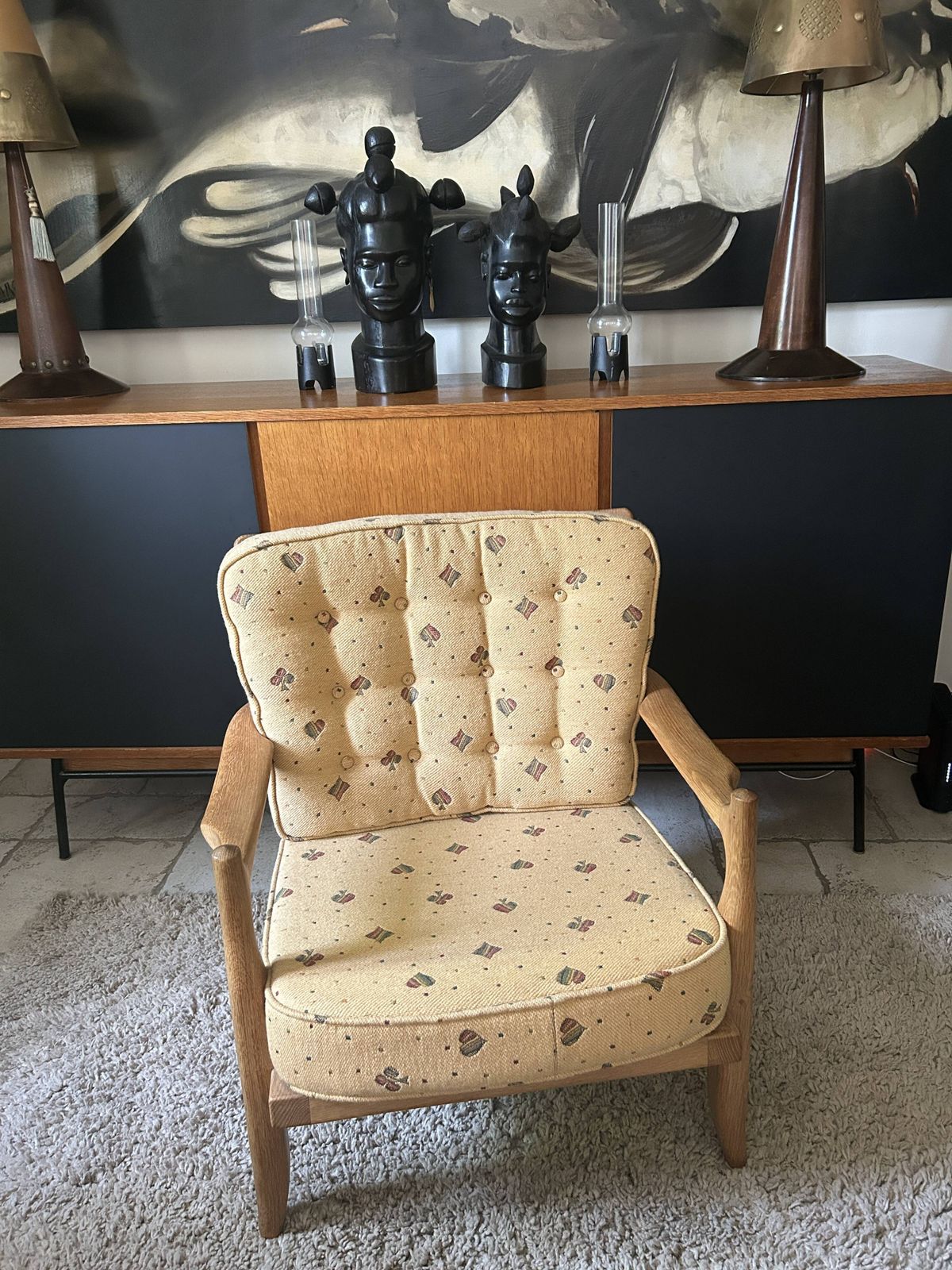 Guillerme Et Chambron, José Oak Armchair, Edition Votre Maison 1960 photo for sale
