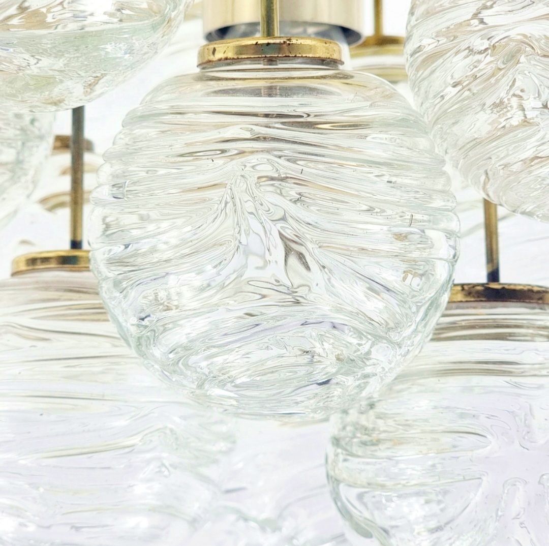 Mid Century Sputnik Murano Glass & Brass Ceiling Light From Doria, Germany, 1960s/1970s photo Lighting
