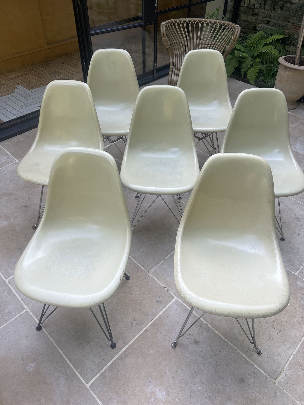 Set Of 7 Herman Miller Eames Dsr Chair Original Fiberglass photo buy