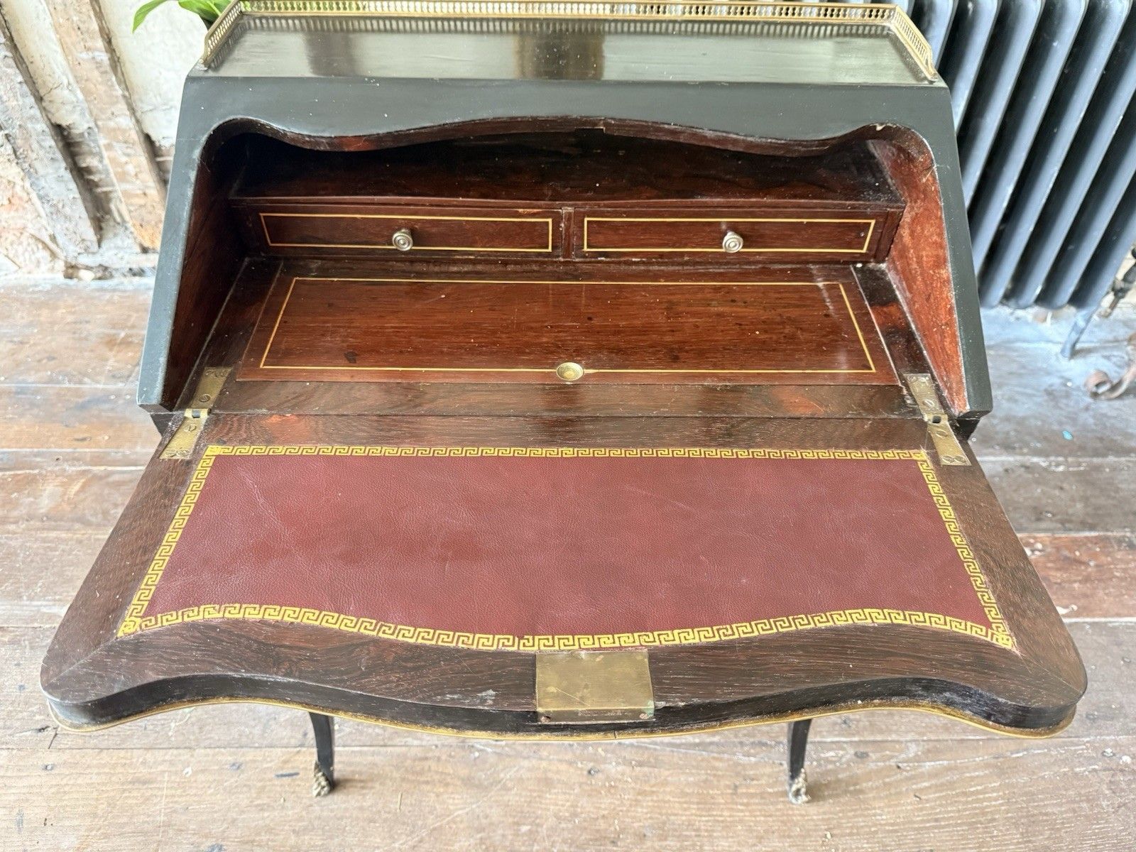 Antique Orginal  Ebony Gilt French Boulle Louis XV Boulle Bureau De Dame Desk photo buy
