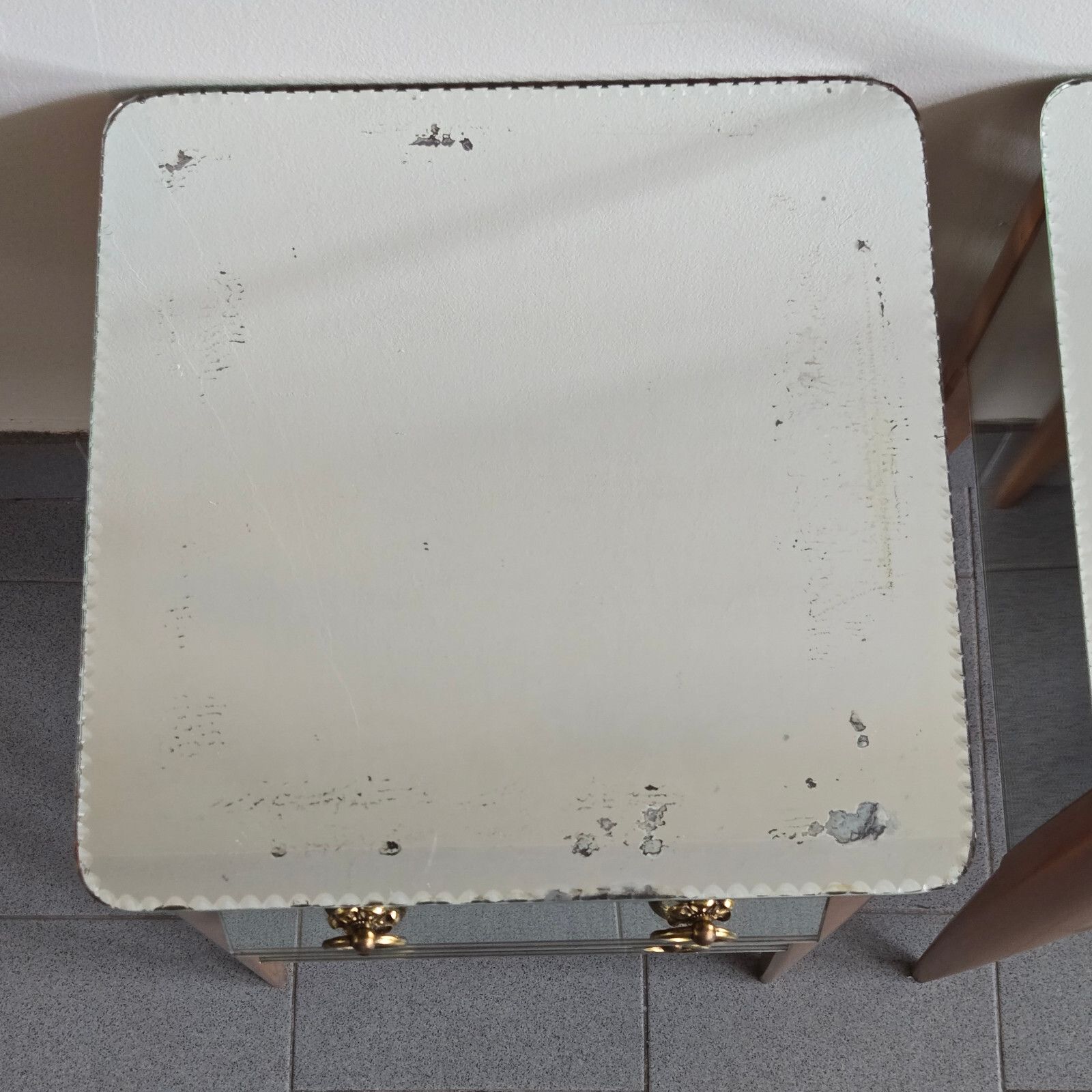 Pair Of Vintage 1950s Brass Mirror Bedside Tables Gold & Hetre 50s 50s photo 562.0