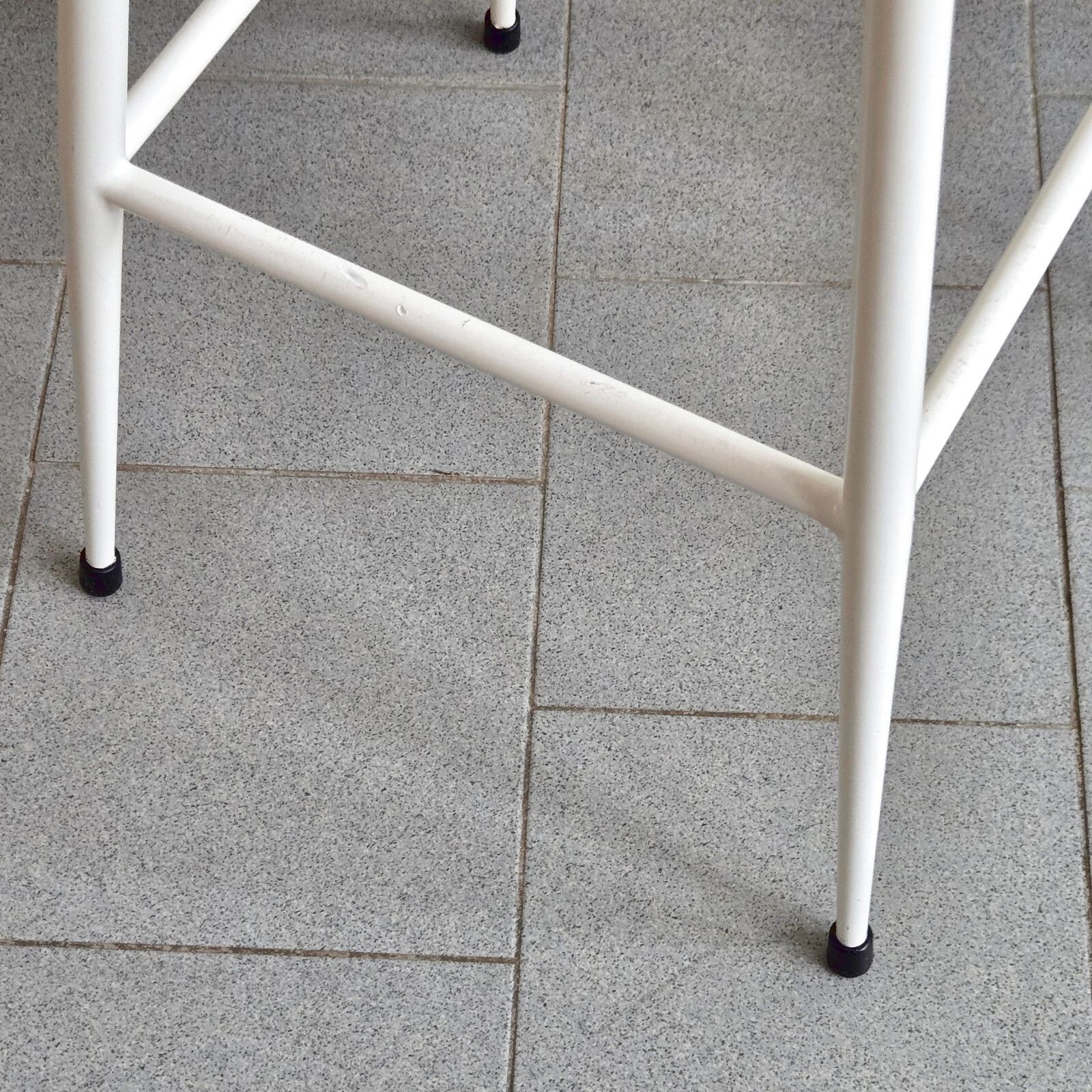 Vintage 1950s Black Skai & White Lacquer Metal Bar Stool 50s Rockabilly photo vintage