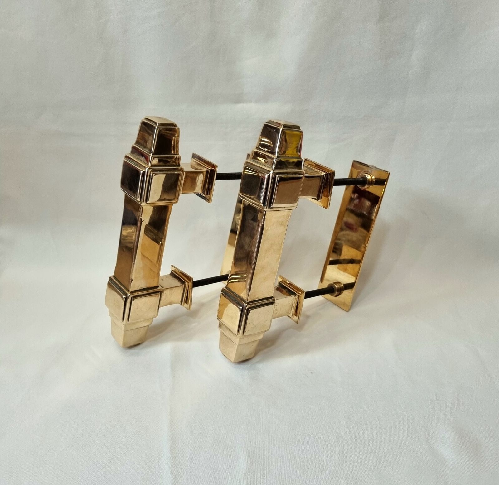 An Exceptional Pair Of Top Quality Early Art Deco Bronze Door Pull Handles Including Lovely Backplate Fittings, Weighing Over 4.75 Kg. photo furniture