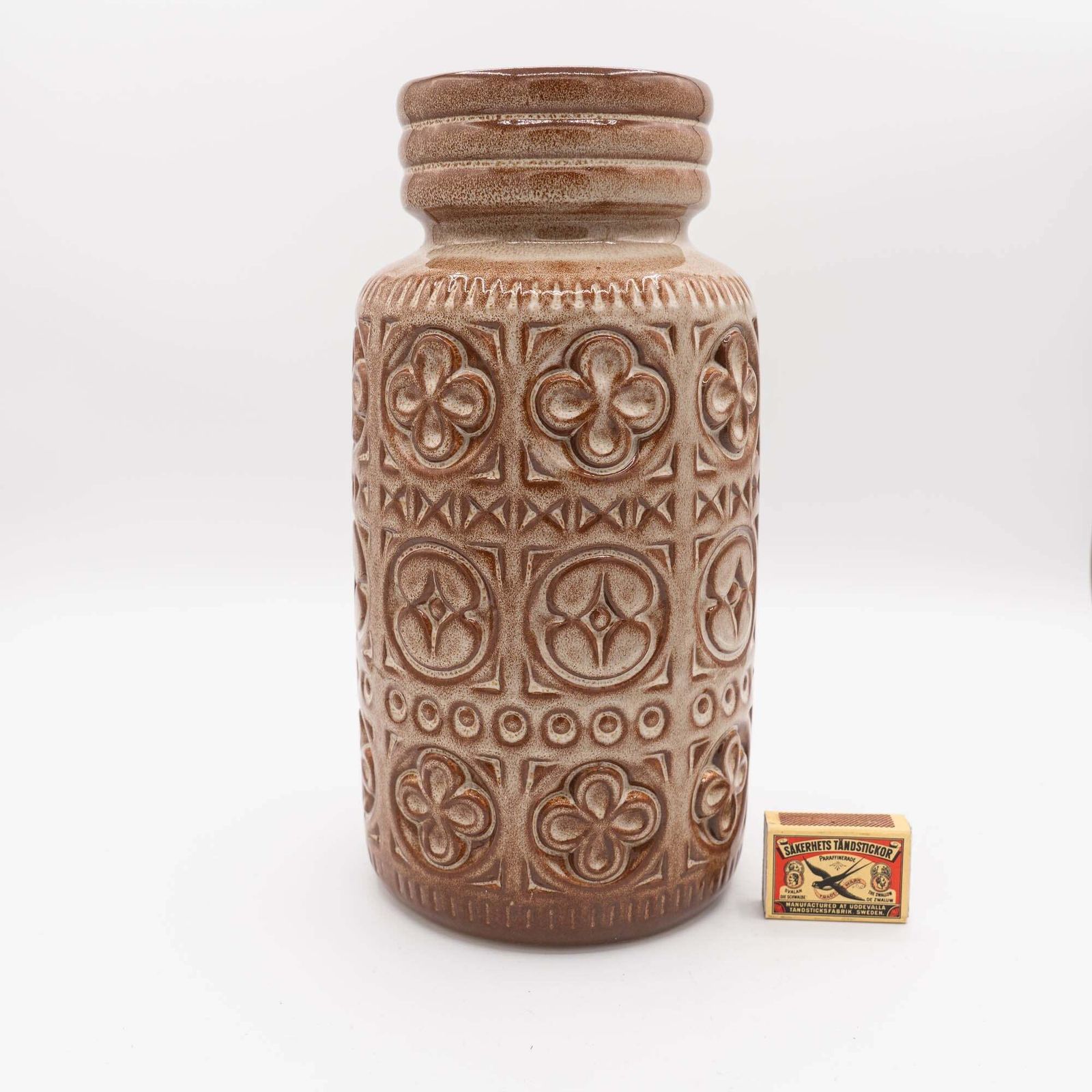 photo for sale W. German Pottery Vase In Light Brown "Foligno" Decor   Form 289 27   Scheurich   C1970s