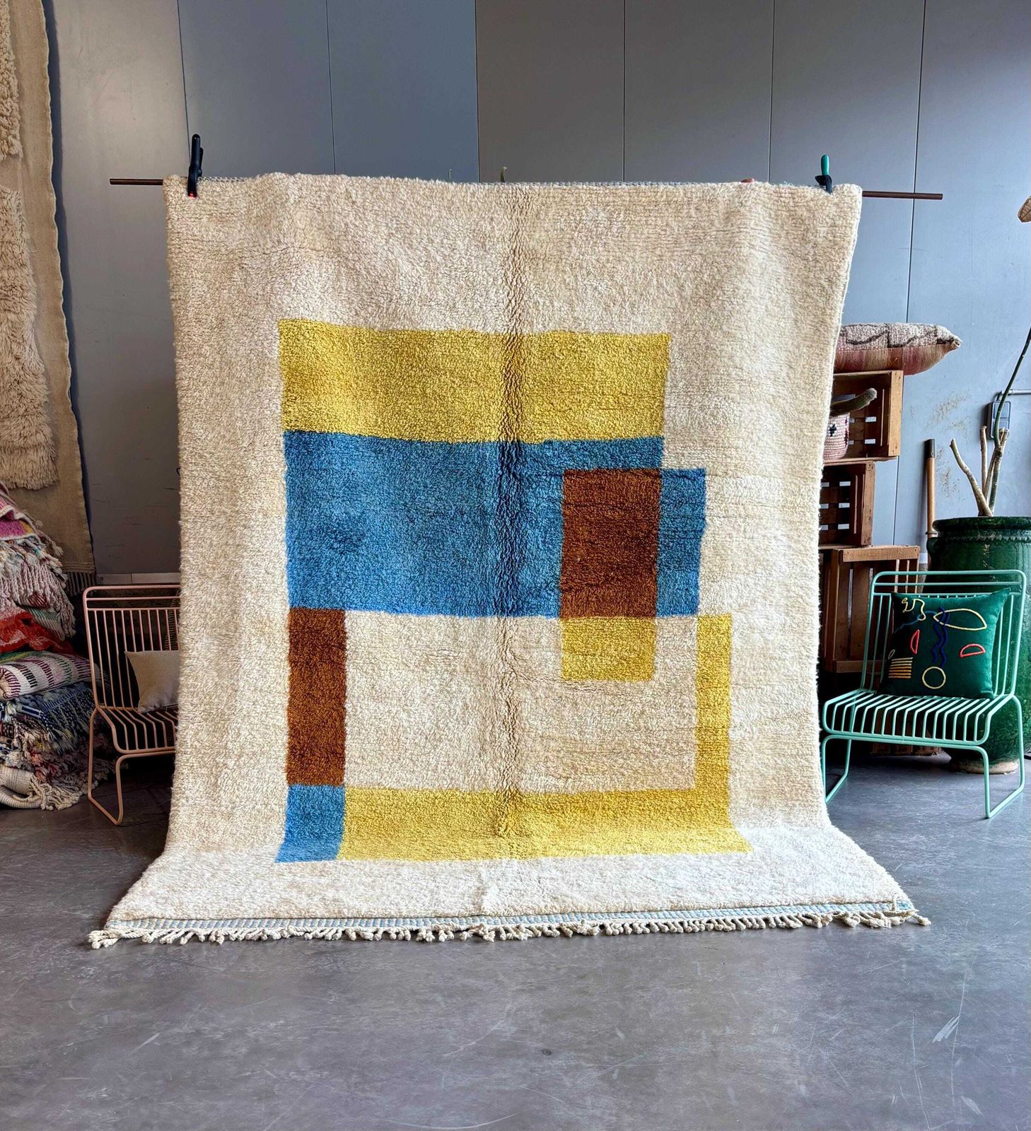 Moroccan Berber Mrirt Rug 200x300 Cm, Modern Interior Living Room Rug, Authentic Moroccan Rug, Berber Carpet, Genuine Wool Rug, Handmade Rug