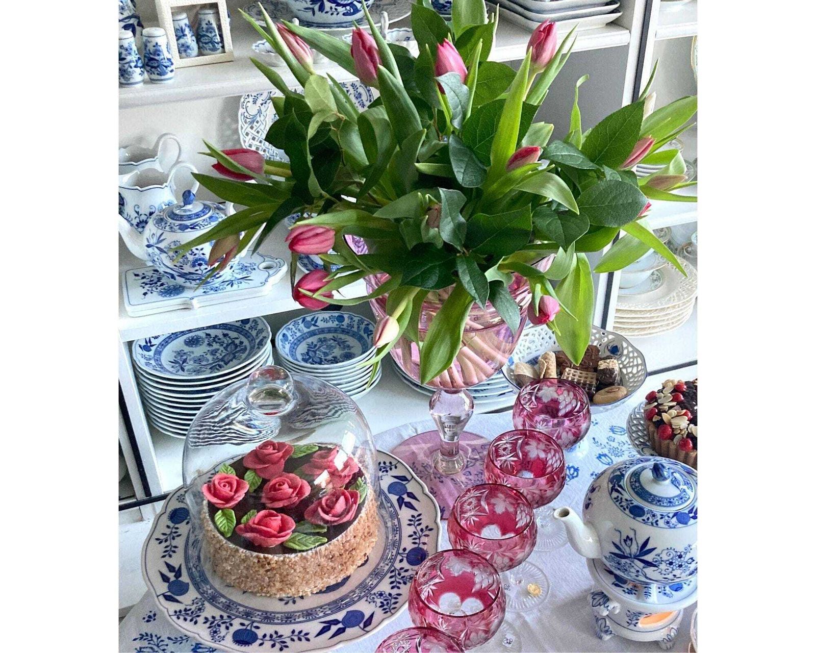 Pink Pedestal Vase | Vintage Crystal Large photo vintage