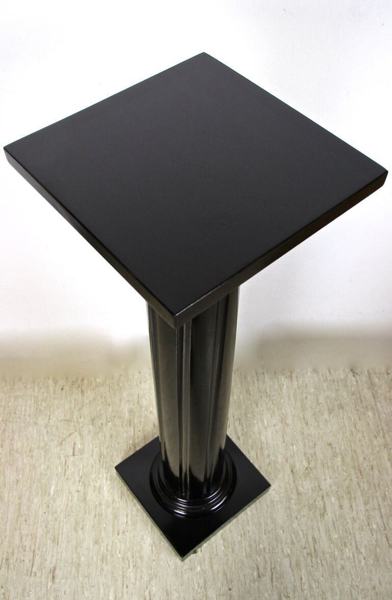20th Century Art Nouveau Pedestal Or Column, Ebonized /Handcarved, At Ca. 1900 photo vintage