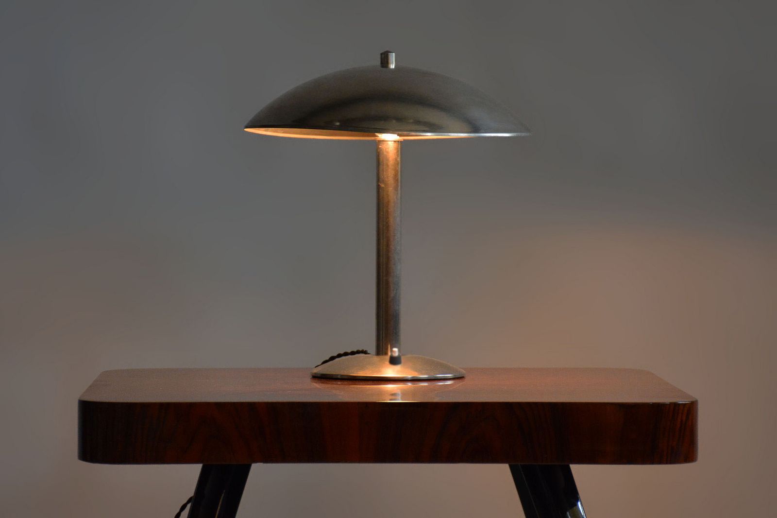 Restored Bauhaus Table Lamp, By Napako, Chrome Plated Steel, Czech, 1930s photo 550.0