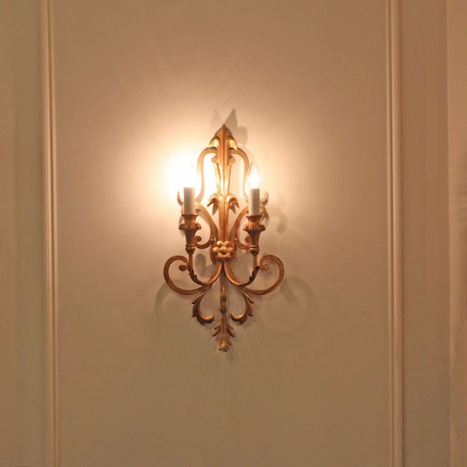 photo furniture Pair Of Italian Mid Century Gilt Metal Wall Lights By Li Puma Firenze