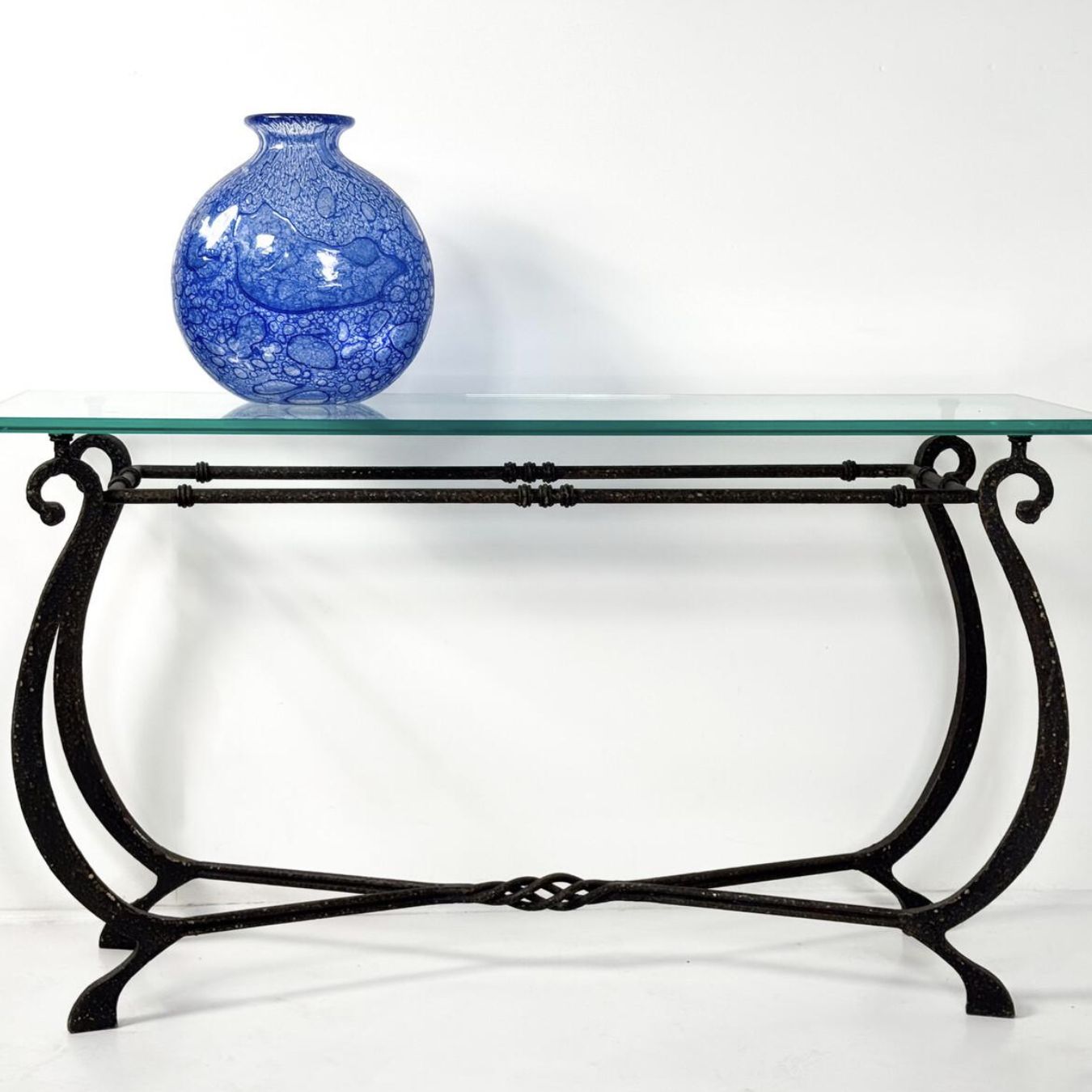 Glass And Wrought Iron Console, France, 1940s photo buy