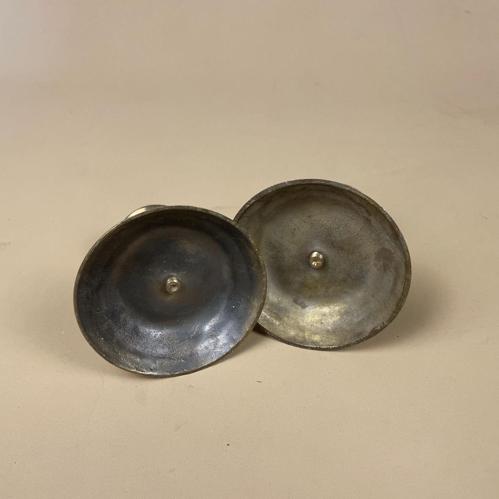 Antique Matching Pair Of Gold Brass Metal Squirrel Candlestick Candle Stick Vintage Round Base Taper Dinner Candlesticks photo buy
