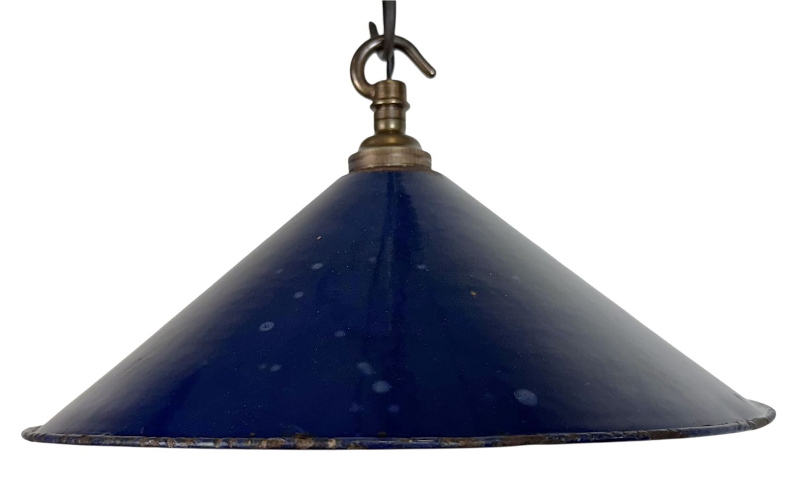 Industrial Dark Blue Enamel Factory Pendant Lamp, 1950s
