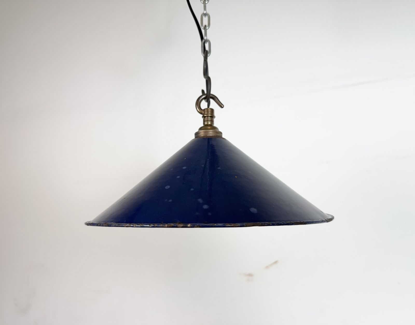 Industrial Dark Blue Enamel Factory Pendant Lamp, 1950s photo furniture